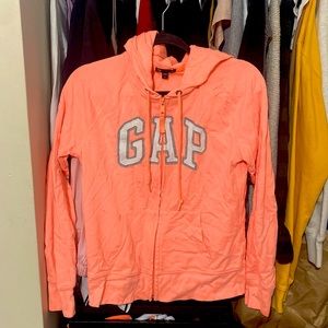 Women’s Gap Zip-up Hoodie in Neon Coral/Orange (S)
